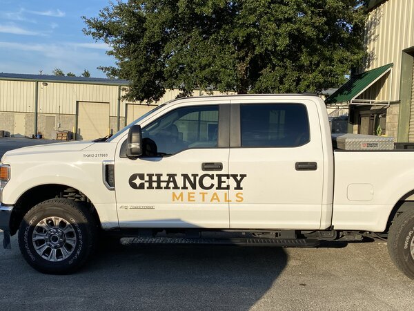 Chancey Metals Vinyl vehicle sign by Jacksonville Signs & Graphics